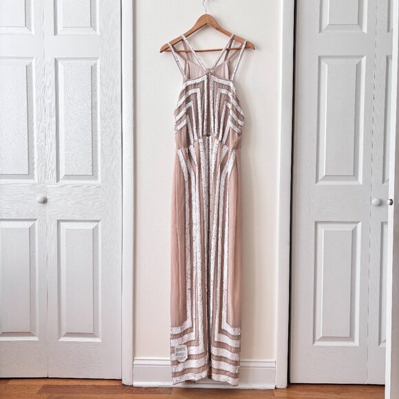 ASOS Design Linear Bead & Sequin Embellished Mini Dress w/ Maxi Overlay - Picture 9 of 11